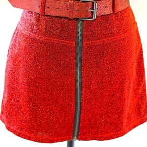 Fashion Nova Red Glitter Skirt